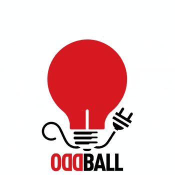 a red light bulb with a cord and black text