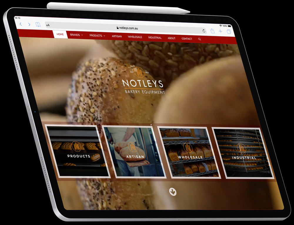 tablet showing notleys website