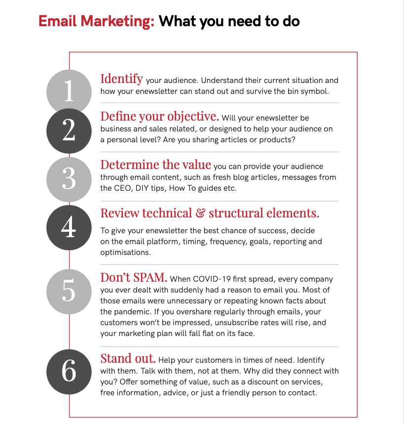 email marketing to do list